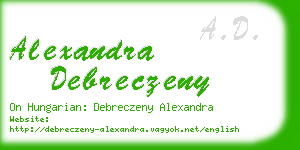 alexandra debreczeny business card